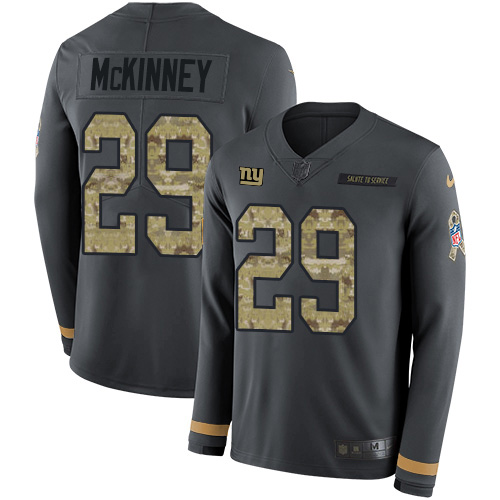 Nike Giants #29 Xavier McKinney Anthracite Salute to Service Youth Stitched NFL Limited Therma Long Sleeve Jersey